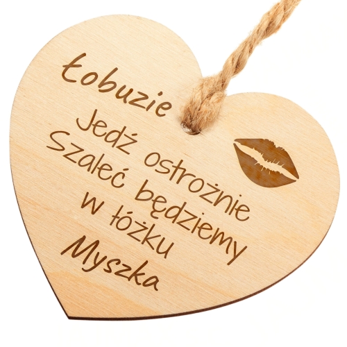 UPOMINEK WALENTYNKI drewniana zawieszka na lusterko auta dedykacja