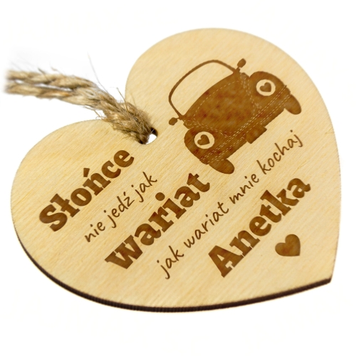 Zawieszka do auta serce z Twoją dedykacją prezent na Walentynki