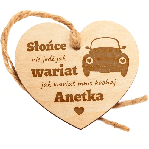 Zawieszka do auta serce z Twoją dedykacją prezent na Walentynki