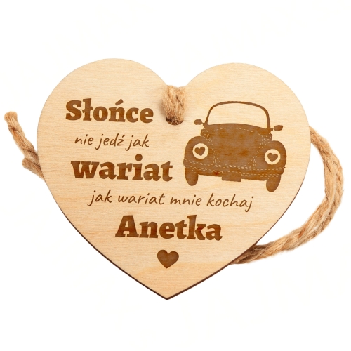 Zawieszka do auta serce z Twoją dedykacją prezent na Walentynki