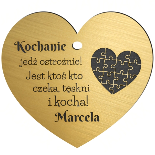 ZŁOTE SERCE zawieszka do auta upominek na Walentynki Twój grawer