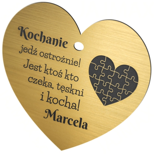 ZŁOTE SERCE zawieszka do auta upominek na Walentynki Twój grawer