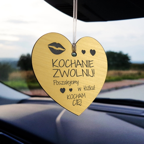 Serduszko prezent na walentynki ZAWIESZKA DO AUTA ZŁOTA
