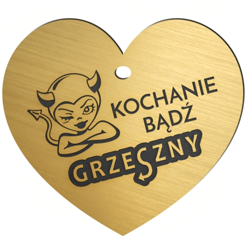 Serce złota zawieszka na lusterko do samochodu UPOMINEK Z GRAWEREM