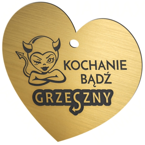 Serce złota zawieszka na lusterko do samochodu UPOMINEK Z GRAWEREM