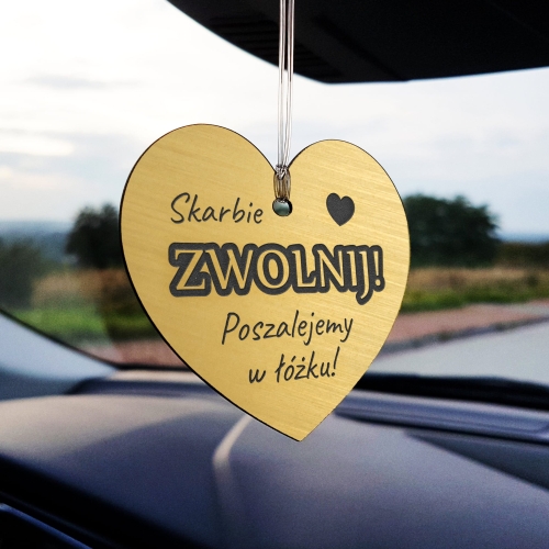 SERCE ZŁOTE zawieszka do auta PREZENT NA WALENTYNKI 14 LUTEGO