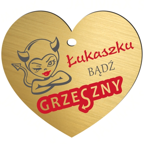 Złota zawieszka do auta gadżet na lusterko prezent na Walentynki