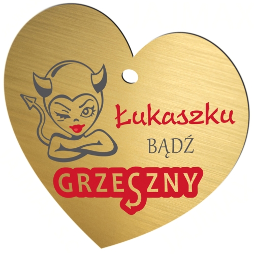 Złota zawieszka do auta gadżet na lusterko prezent na Walentynki