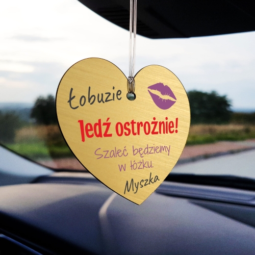 UPOMINEK WALENTYNKOWY serce złota zawieszka Jedź ostrożnie