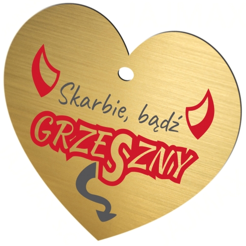 Zabawny upominek na walentynki zawieszka do auta serce z nadrukiem