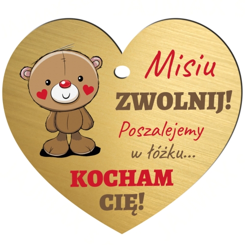 Zawieszka do auta Misiu ZWOLNIJ upominek dla zakochanych Twój napis