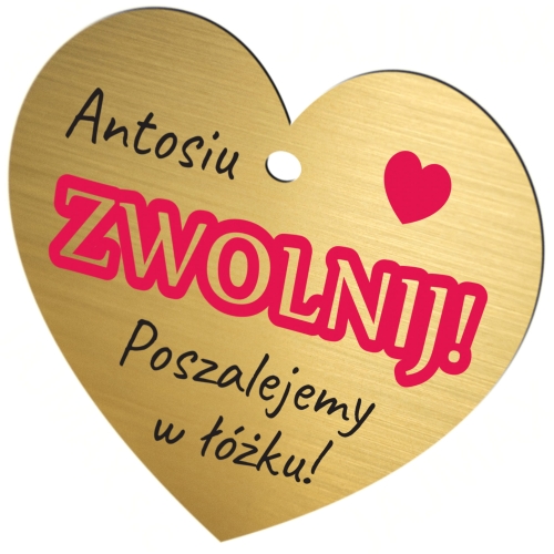 Złota zawieszka serce na lusterko do auta PREZENT DLA NIEJ DLA NIEGO