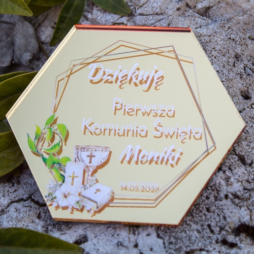 Heksagon ZŁOTY podziękowanie dla gości Komunijne 
