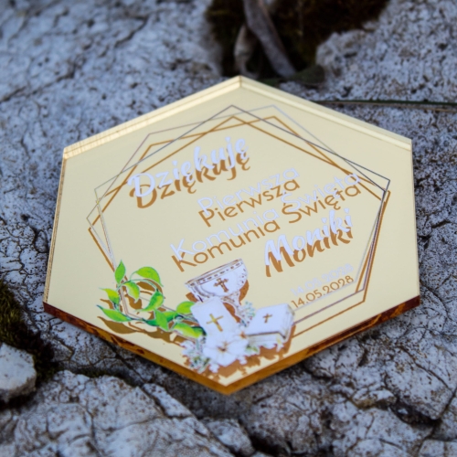 Heksagon ZŁOTY podziękowanie dla gości Komunijne 