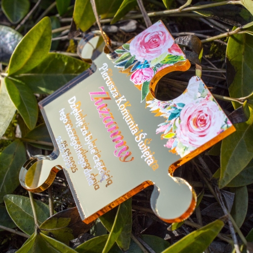 Podziękowania dla gości komunia magnes ZŁOTY puzzel