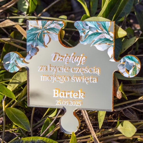 Magnesy podziękowania komunia ZŁOTY puzzel