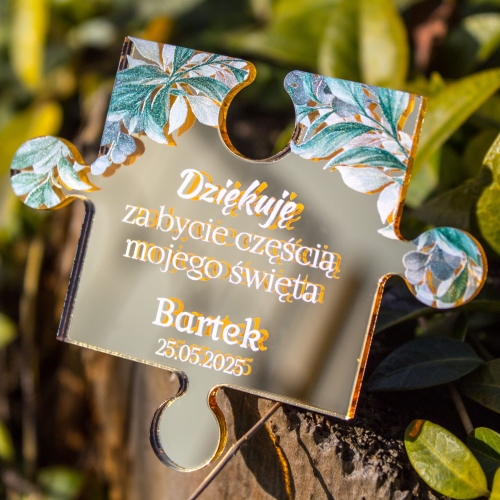 Magnesy podziękowania komunia ZŁOTY puzzel