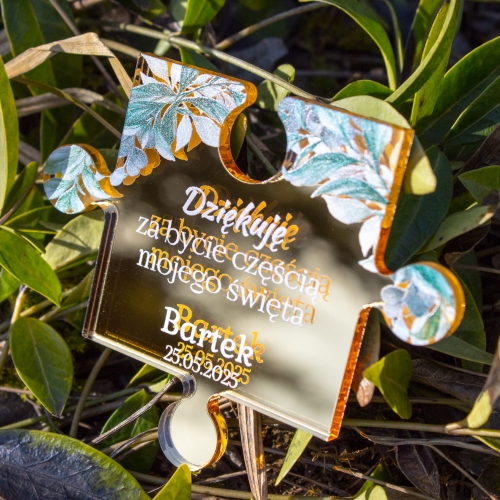 Magnesy podziękowania komunia ZŁOTY puzzel