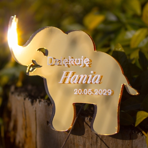 Słonik magnes podziękowanie dla gości komunia św. ZŁOTY