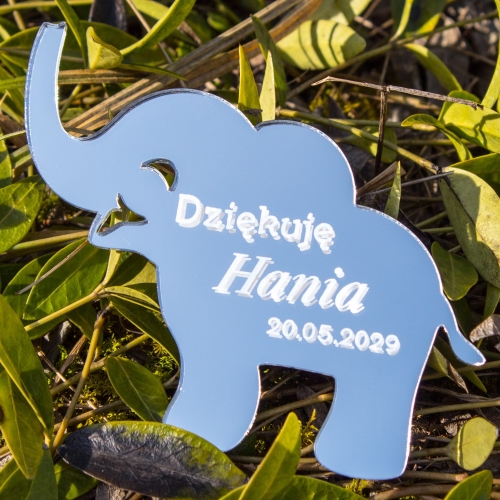 Podziękowanie dla gości I Komunia Święta srebrny Słonik magnes 