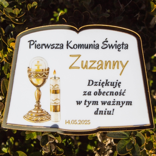 MAGNES podziękowanie dla gości komunijnych księga nadruk ZŁOCONA