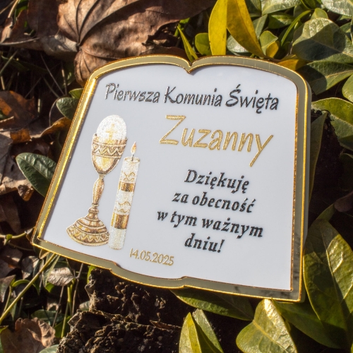 MAGNES podziękowanie dla gości komunijnych księga nadruk ZŁOCONA