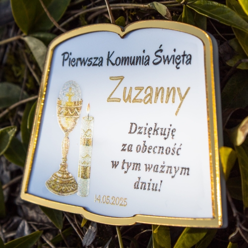 MAGNES podziękowanie dla gości komunijnych księga nadruk ZŁOCONA