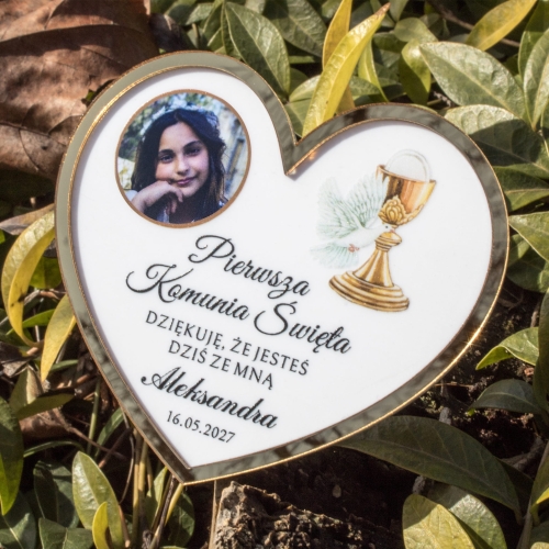  Serce ZŁOCONE ze zdjęciem podziękowanie dla gości komunijnych