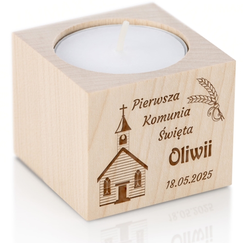 Świecznik z imieniem dziecka wyjątkowe podziękowanie dla gości Komunii
