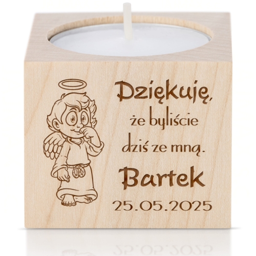 Ręcznie zrobiony świecznik symboliczna pamiątka i podziękowanie komunijne