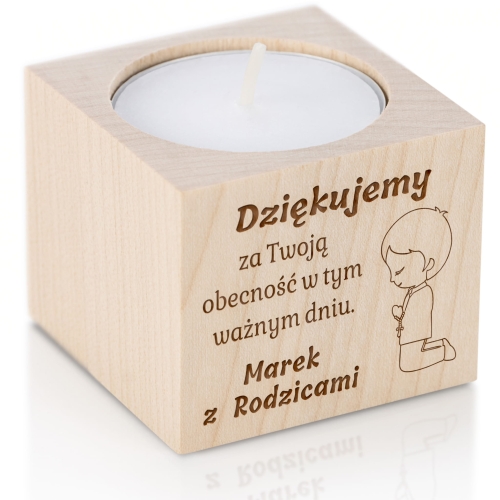 Unikalny świecznik z indywidualnym grawerem pamiątka Pierwszej Komunii