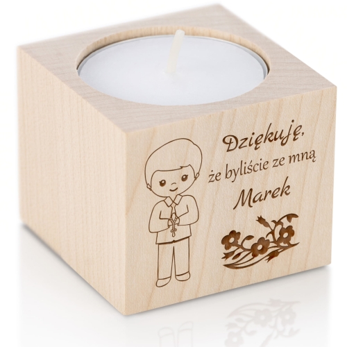 Personalizowany świecznik z imieniem oryginalna pamiątka Komunii Świętej