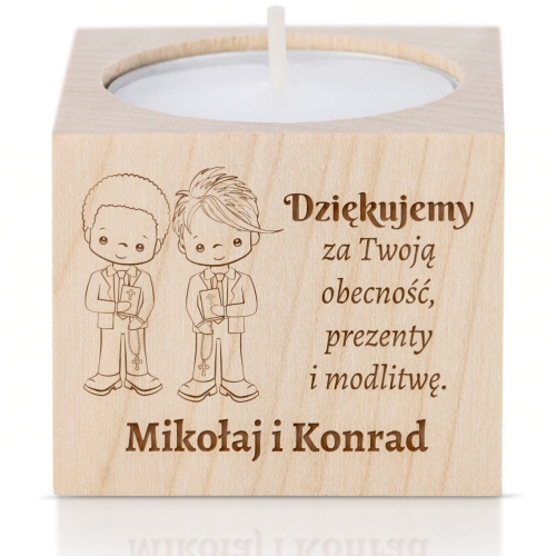 Personalizowany świecznik świetlisty gest wdzięczności dla gości Komunii