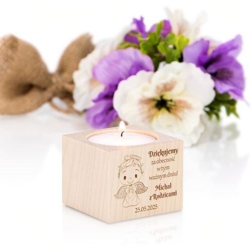 Minimalistyczny świecznik naturalne podziękowanie dla gości uroczystości