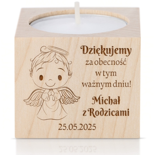 Minimalistyczny świecznik naturalne podziękowanie dla gości uroczystości