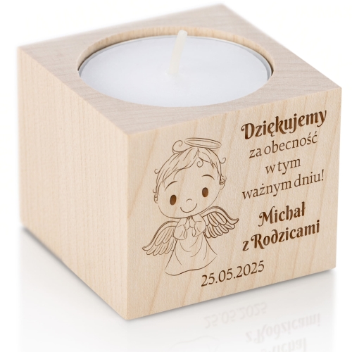 Minimalistyczny świecznik naturalne podziękowanie dla gości uroczystości