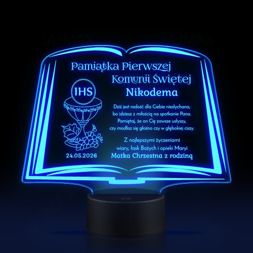 STATUETKA led biblia pierwsza komunia święta grawer