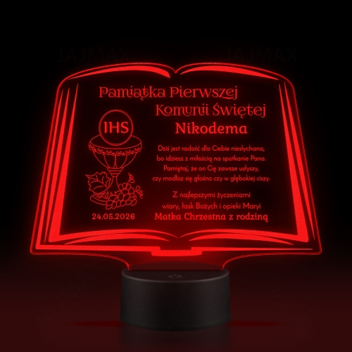 STATUETKA led biblia pierwsza komunia święta grawer
