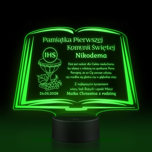 STATUETKA led biblia pierwsza komunia święta grawer