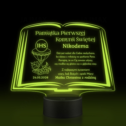 STATUETKA led biblia pierwsza komunia święta grawer