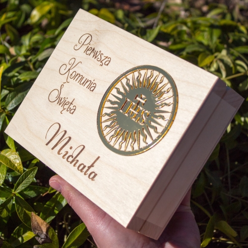 Podziękowanie dla Chrzestnych Dziadków złoty zestaw prezentowy Komunia