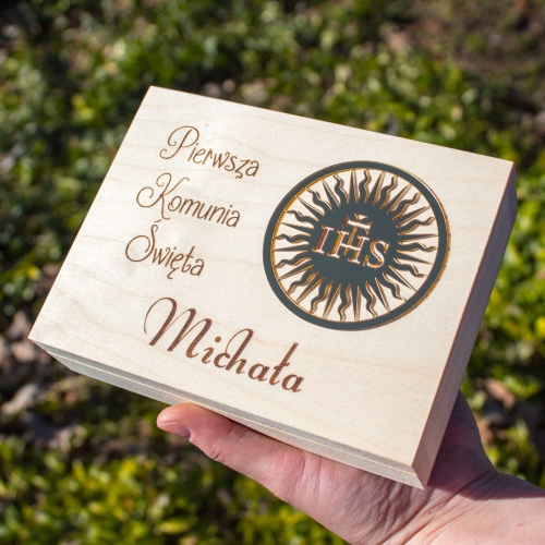 Podziękowanie dla Chrzestnych Dziadków złoty zestaw prezentowy Komunia