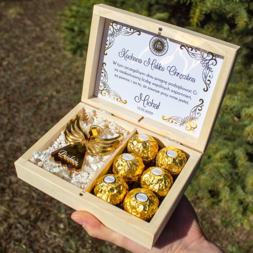 Podziękowanie dla Chrzestnych Dziadków złoty zestaw prezentowy Komunia