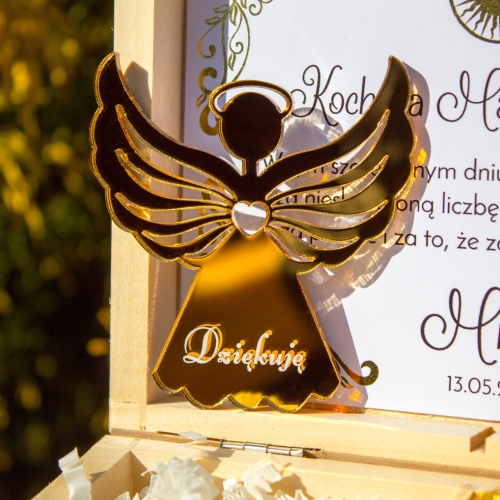 Podziękowanie dla Chrzestnych Dziadków złoty zestaw prezentowy Komunia