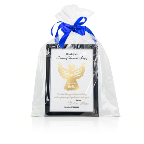 PAMIĄTKA PIERWSZEJ KOMUNII ŚWIĘTEJ złoty Anioł Stróż