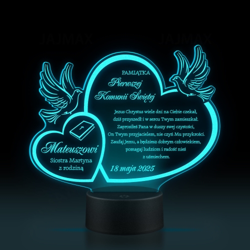 Spersonalizowana statuetka LED z indywidualnym grawerem jako pamiątka Pierwszej Komunii Świętej