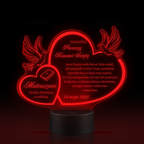 Spersonalizowana statuetka LED z indywidualnym grawerem jako pamiątka Pierwszej Komunii Świętej