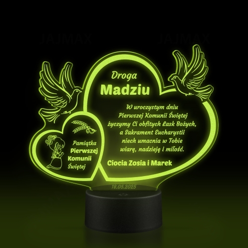Wyjątkowa statuetka LED z indywidualnym grawerem jako niezapomniana pamiątka komunii dla dziewczynki