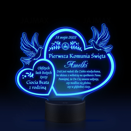 Statuetka led gołąbki PIERWSZA KOMUNIA ŚWIĘTA grawer
