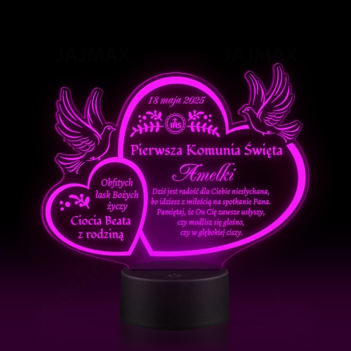 Statuetka led gołąbki PIERWSZA KOMUNIA ŚWIĘTA grawer